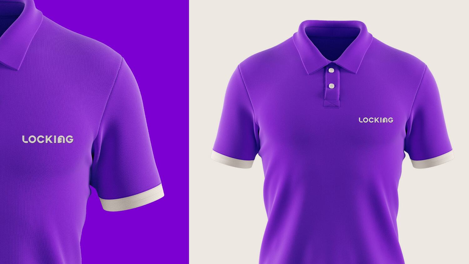 Camisa polo roxa com a marca Locking